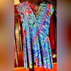 Colorful tie-dye fit & flare dress size S